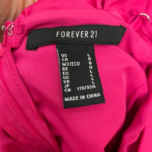 Forever 21 Off The Shoulder Dress Pink Ruffle Sleeve Large Mini Barbie Costume - Picture 7 of 9